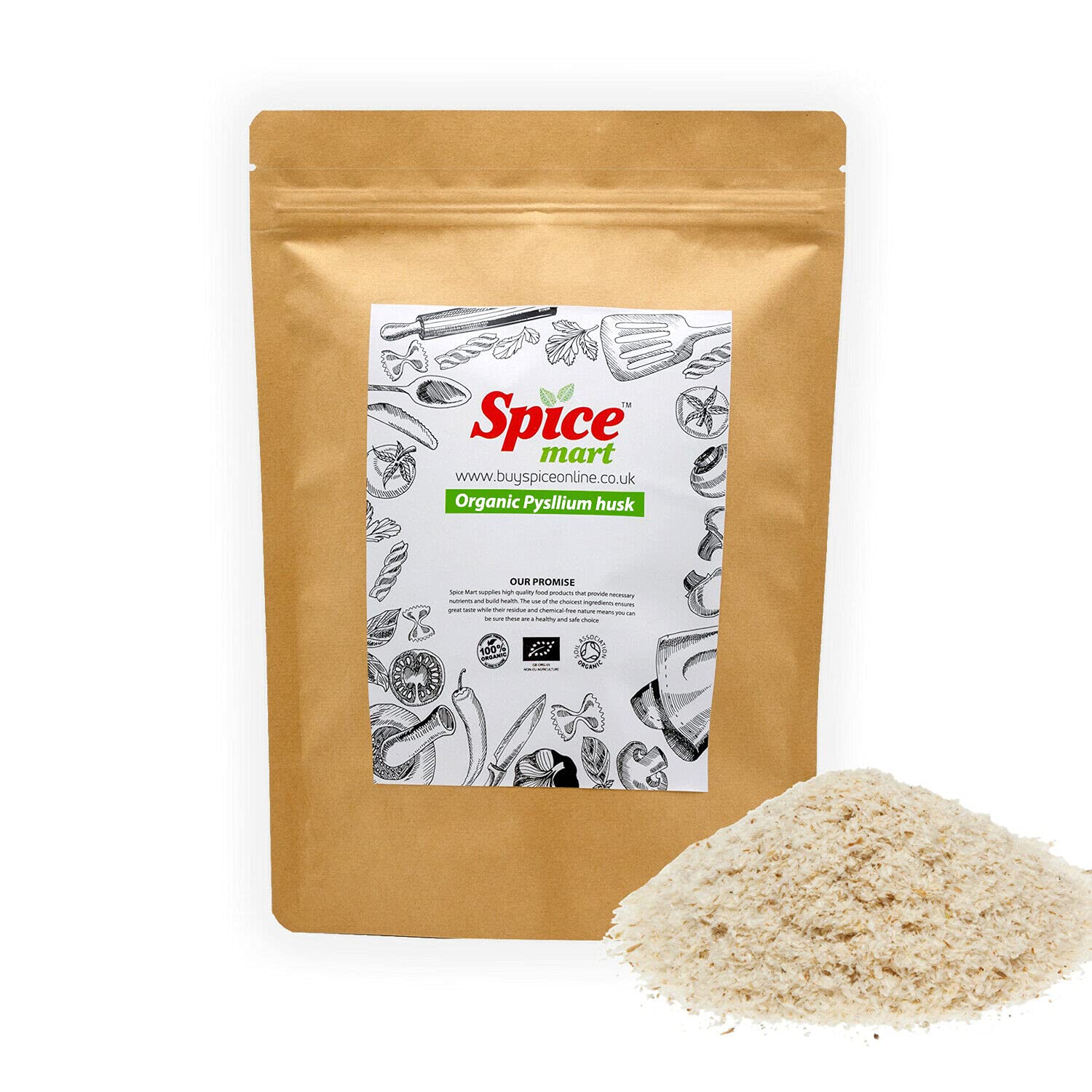 Organic Psyllium Husk | Plantago Ovata | Isabgol A* Grade Certified by Soil Association Free UK P&P (50g)