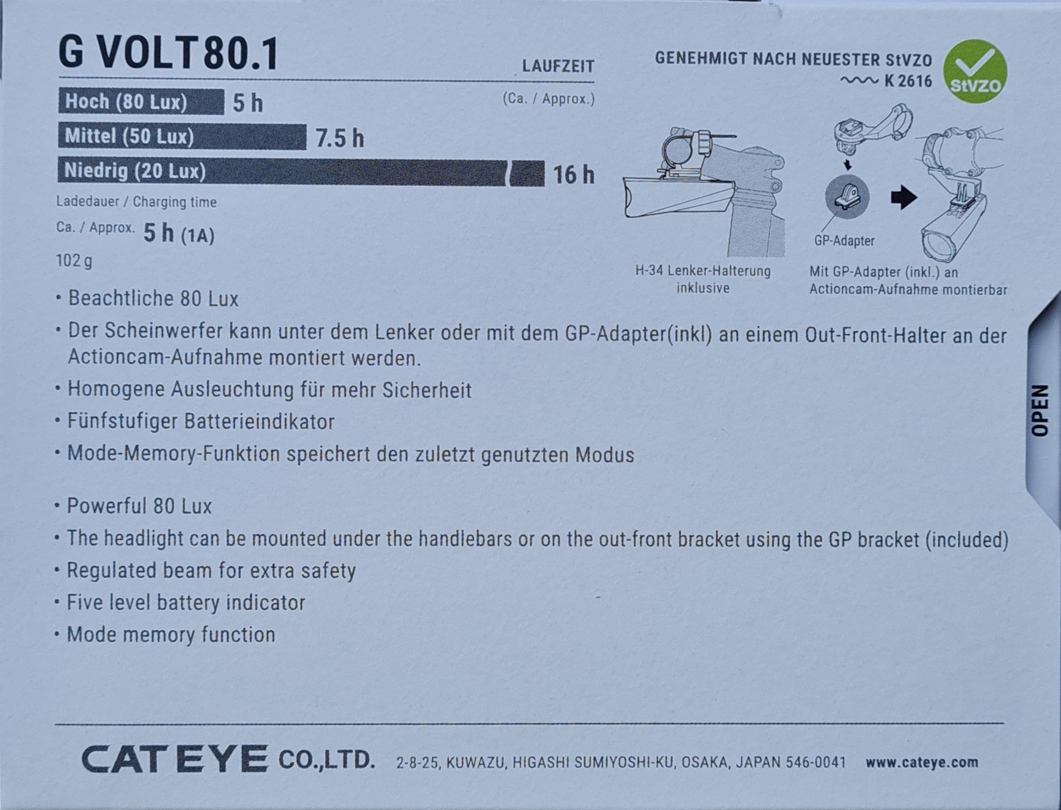 CATEYE GVolt 80. 1 Frontlicht, Pink Fluo, One Size