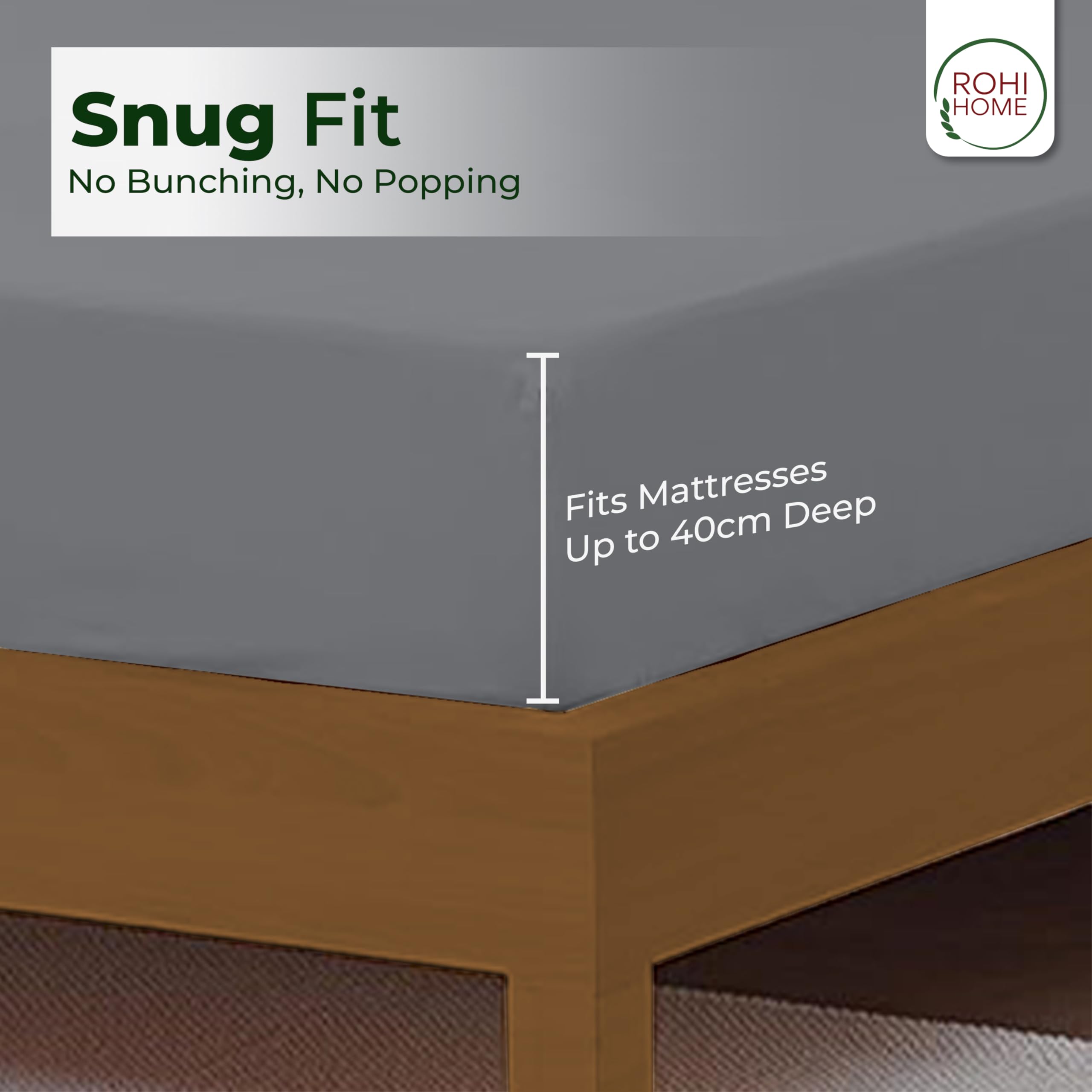 Rohi 40cm Deep Microfibre Fitted Sheet Double Bed, Comfy Soft & Breathable Deep Fitted Sheet with Elasticated Corners - Image 4