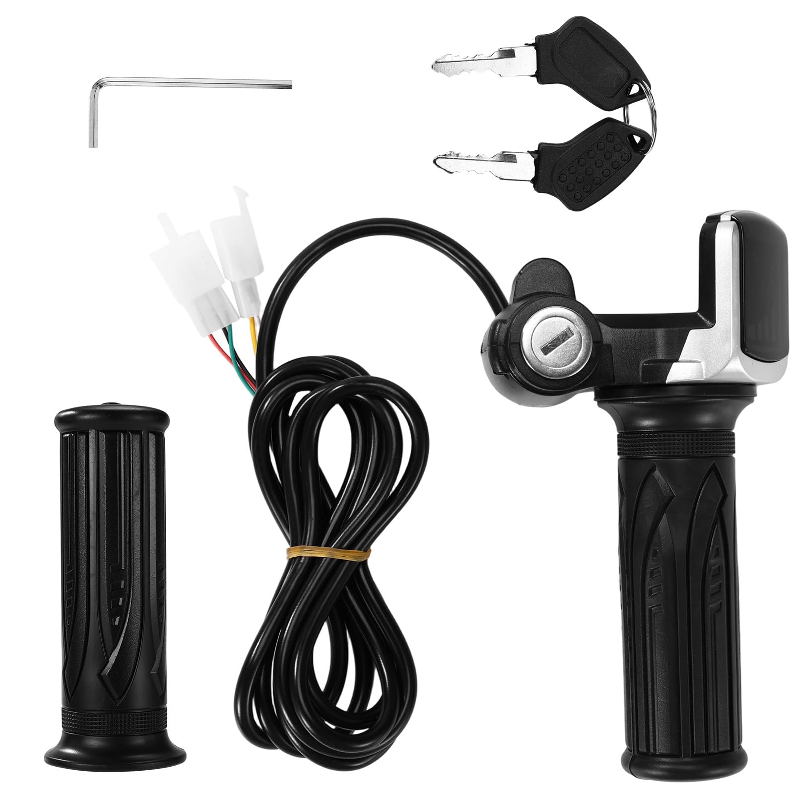 5pz Set di Manopole Acceleratore Bici Elettrica per Ridstar Q20, Impugnatura Acceleratore a Rotazione Completa per Bici Elettrica con 2 Chiavi e 1 Chiave Inglese(Nero)