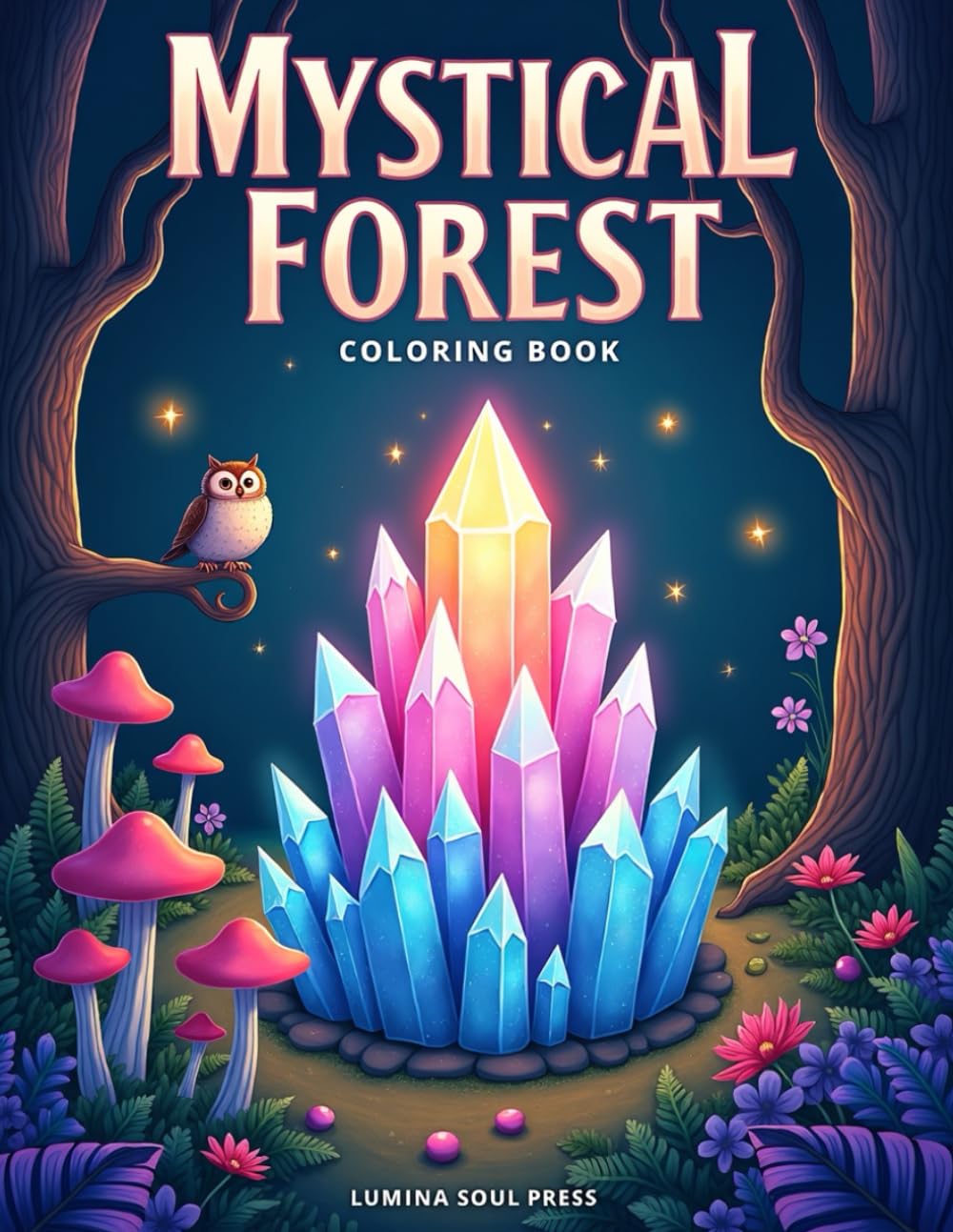 Mystical Forest Coloring Book: 50 Magical Pages of Crystals, Mushroom Houses, Celestial Patterns, and Witchy Vibes for Relaxation and Stress Relief.