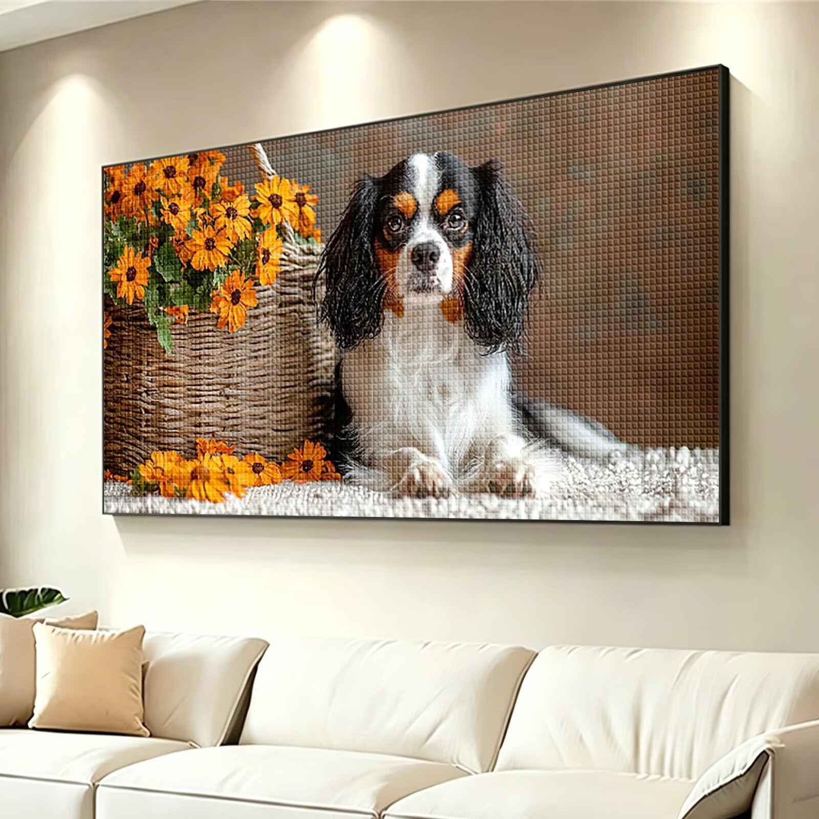 Diamond Painting Grande 200x100cm Perro Diamond Painting Adultos, DIY Flor Pintura de Diamante Manualidades Adultos, 5D Cuadrado Rhinestone Bordado Punto de Cruz para Home Decoration Regalo 0J-429
