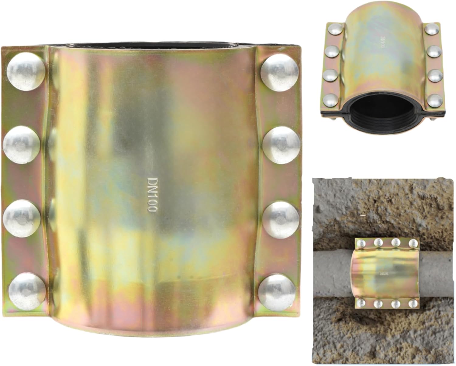 Nisorpa Water Pipe Repair Clamp for 4 Inch Leak Sealer for Pipes Emergency Pipe Repair Kit Plumbing for PE/PVC Pipes,Steel Pipes,Iron Pipes