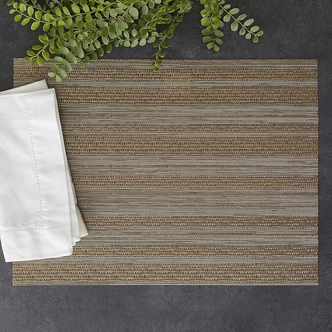 Image of YELONA Placemats for Dining Table - Heat Resistant, Non-Slip & Washable PVC Vinyl Table Mats - Set of 8, 45 x 30 cm (Wheat Brown)