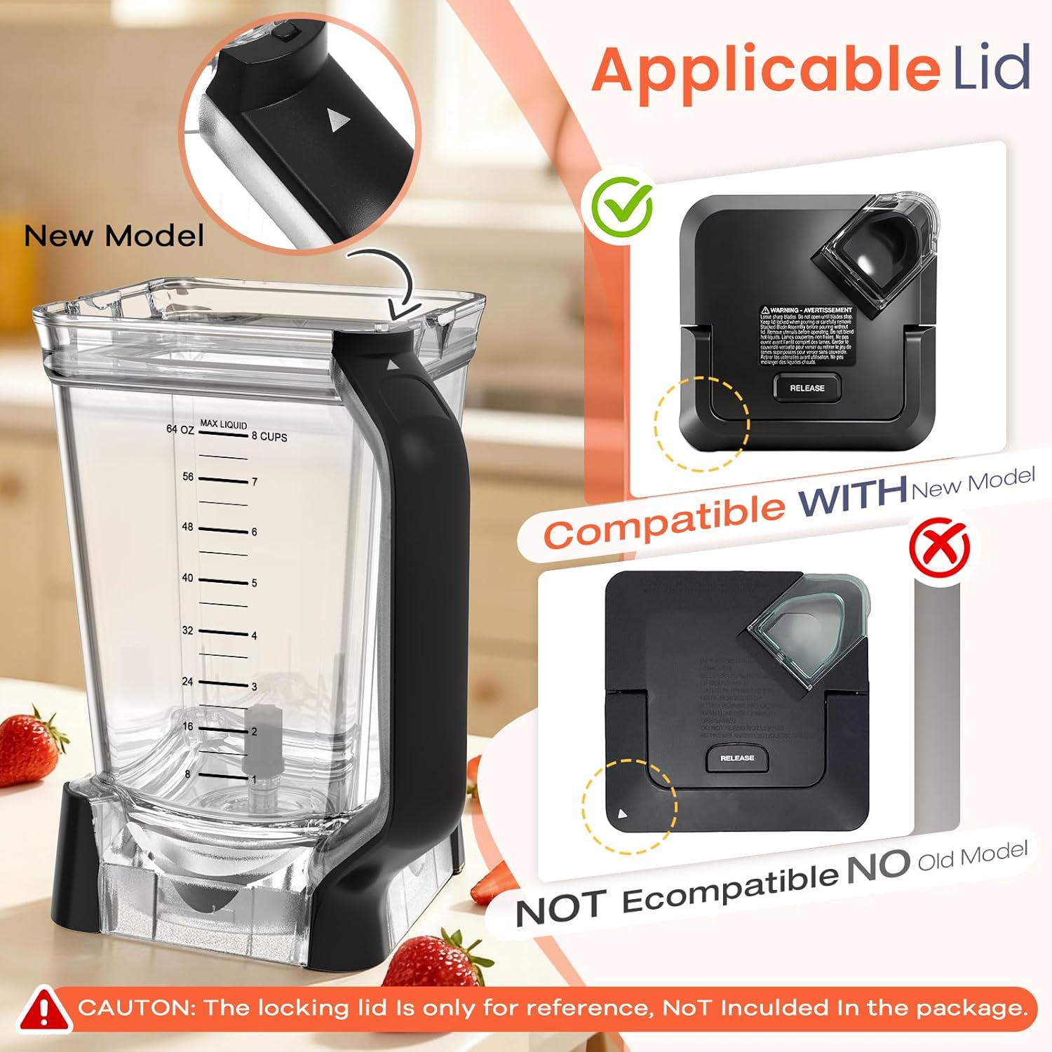 72oz BN751 Replacement Pitcher Compatible with Ninja Professional Plus Blender (New Model), 72oz XL Total Crushing Pitcher for Ninja BN750 BN800 BN801 BN805 DB751A, Dishwasher Safe