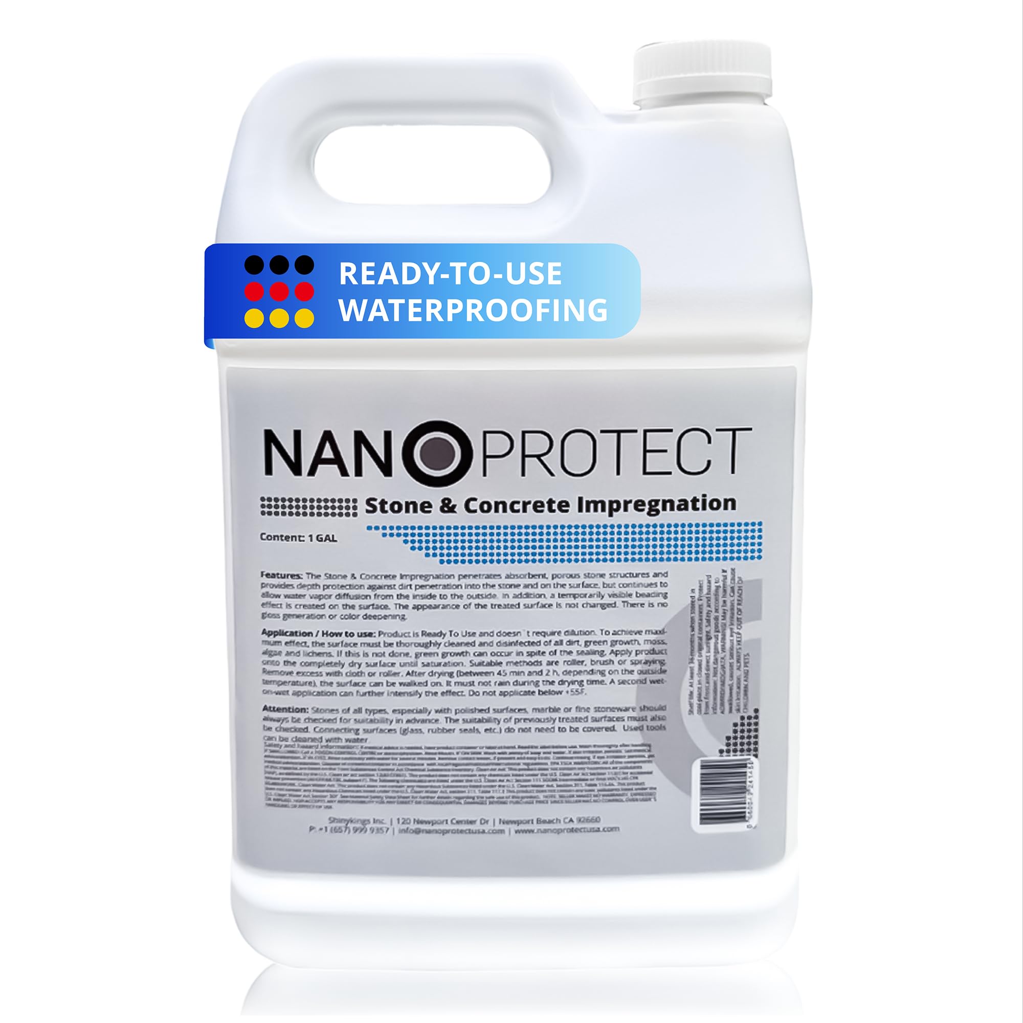 Cement & Stone Sealer Indoor & Outdoor | Long-Term Protection Against Water, Stain & Dirt | for Granite, Marble, Tile, Ceramic, Cement & More | 1 gal Impregnator for 400 sq ft.