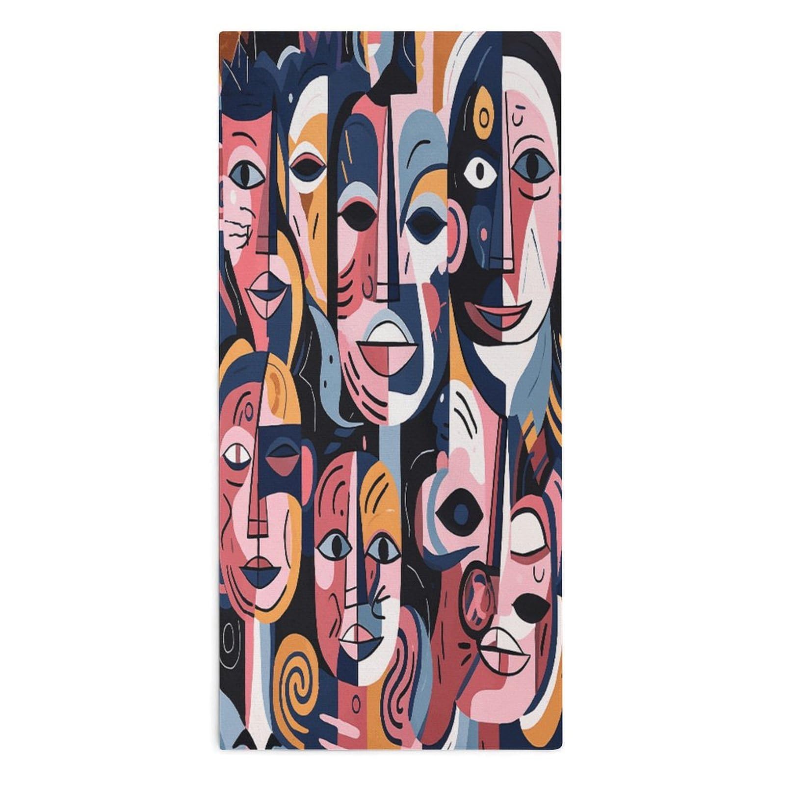 Btcowzrv Style Hand Drawn Human Faces Bath Towel Beach Towels Shower Towel