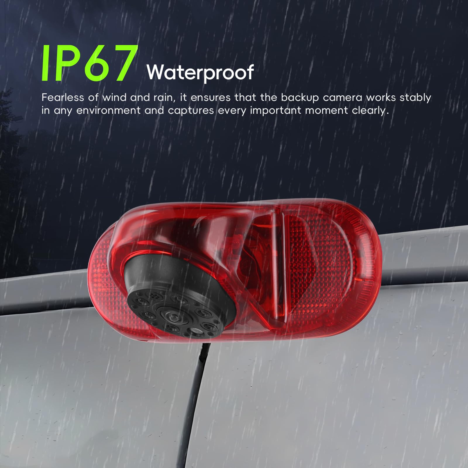 CAMECHO Cámara Trasera con luz de Freno HD con Visión Nocturna IP67 Resistente al agua para Renault Trafic Combo Renault Trafic y Vauxhall Vivaro 2001-2014, luz de freno con gran angular de 140°, 12 V