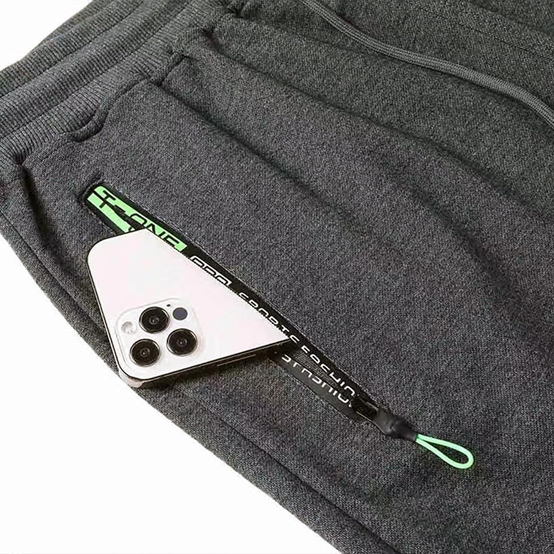 ZOXOZ Pantalones Cortos para Hombre Deporte Cremallera Algodon Shorts