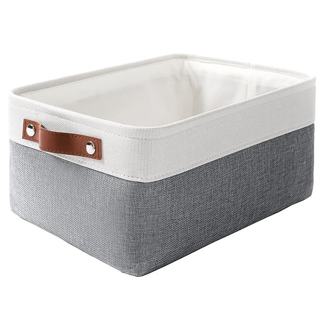 MANGATA Small Fabric Storage Basket, Organiser Box for Home Bedroom, Dorm, Office, Clothes(S, Cold Grey), 1 Pack