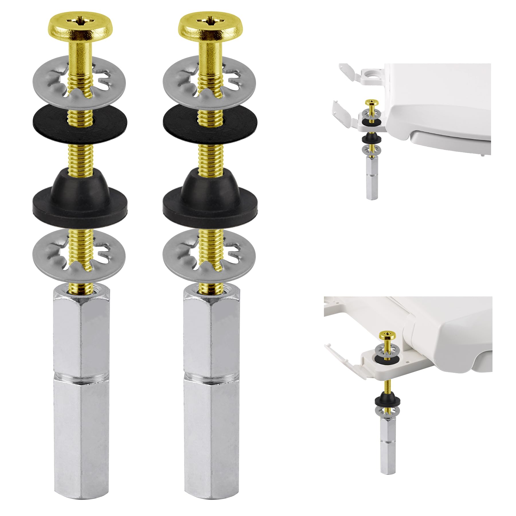Hibbent 2 PCS Universal Toilet Seat Bolts Kit, Brass Bolts with Metal Nuts