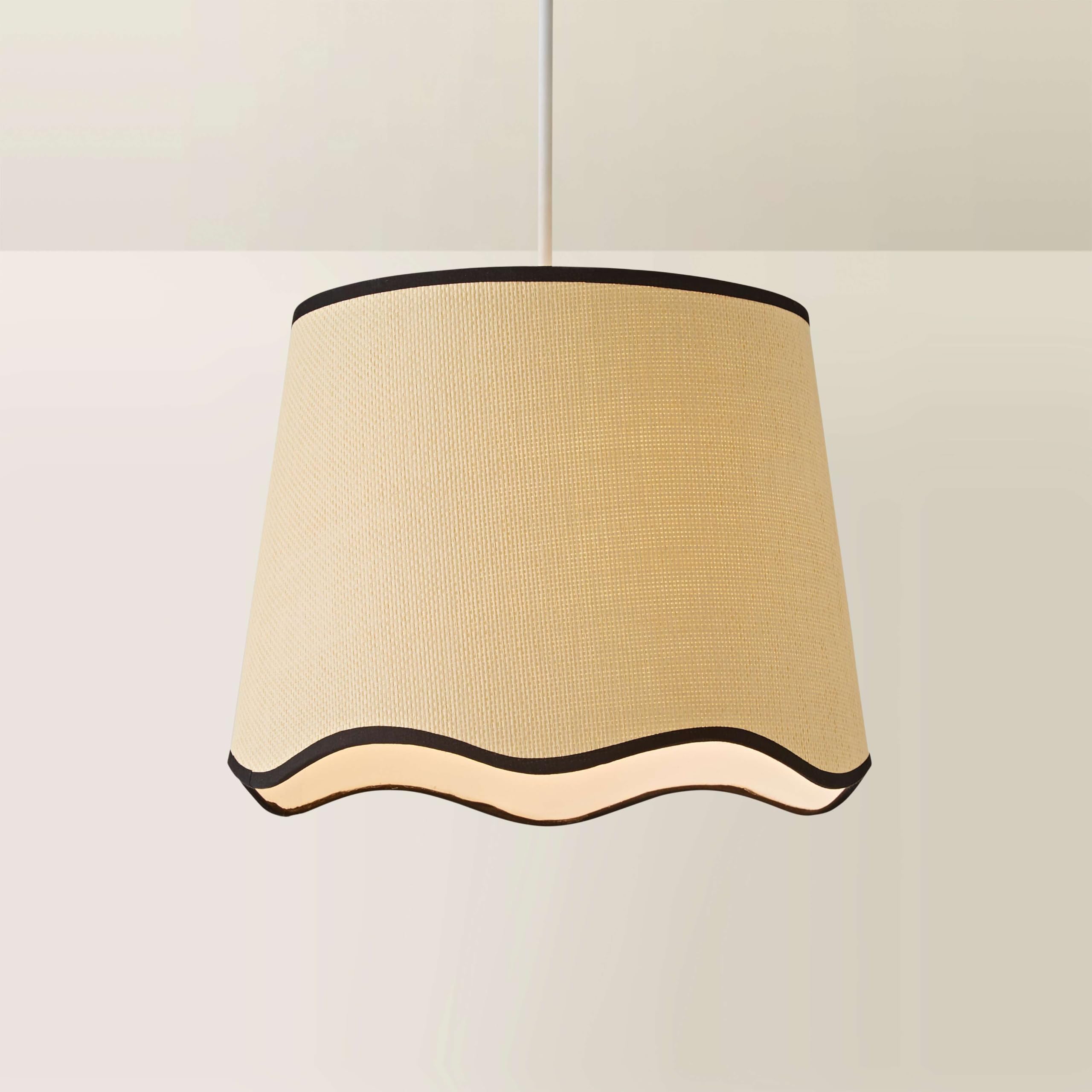 Valuelights Black Dutton Natural Fabric Scallop Edge Ceiling Floor Table Large Lamp Shade In