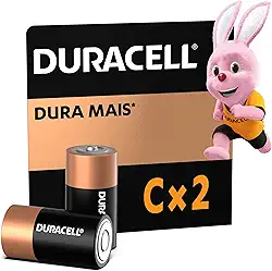 Duracell Pilhas Alcalinas C Média Pack 2 Unidades – Ideal para Brinquedos Grandes e Lanternas Potentes