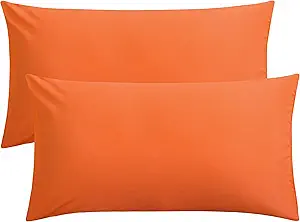 FLXXIE 2 Pack Microfiber King Pillow Cases, 1800 Super Soft Pillowcases with Envelope Closure, Wrinkle, Fade and Stain Resistant Pillow Covers, 20x36, Orange