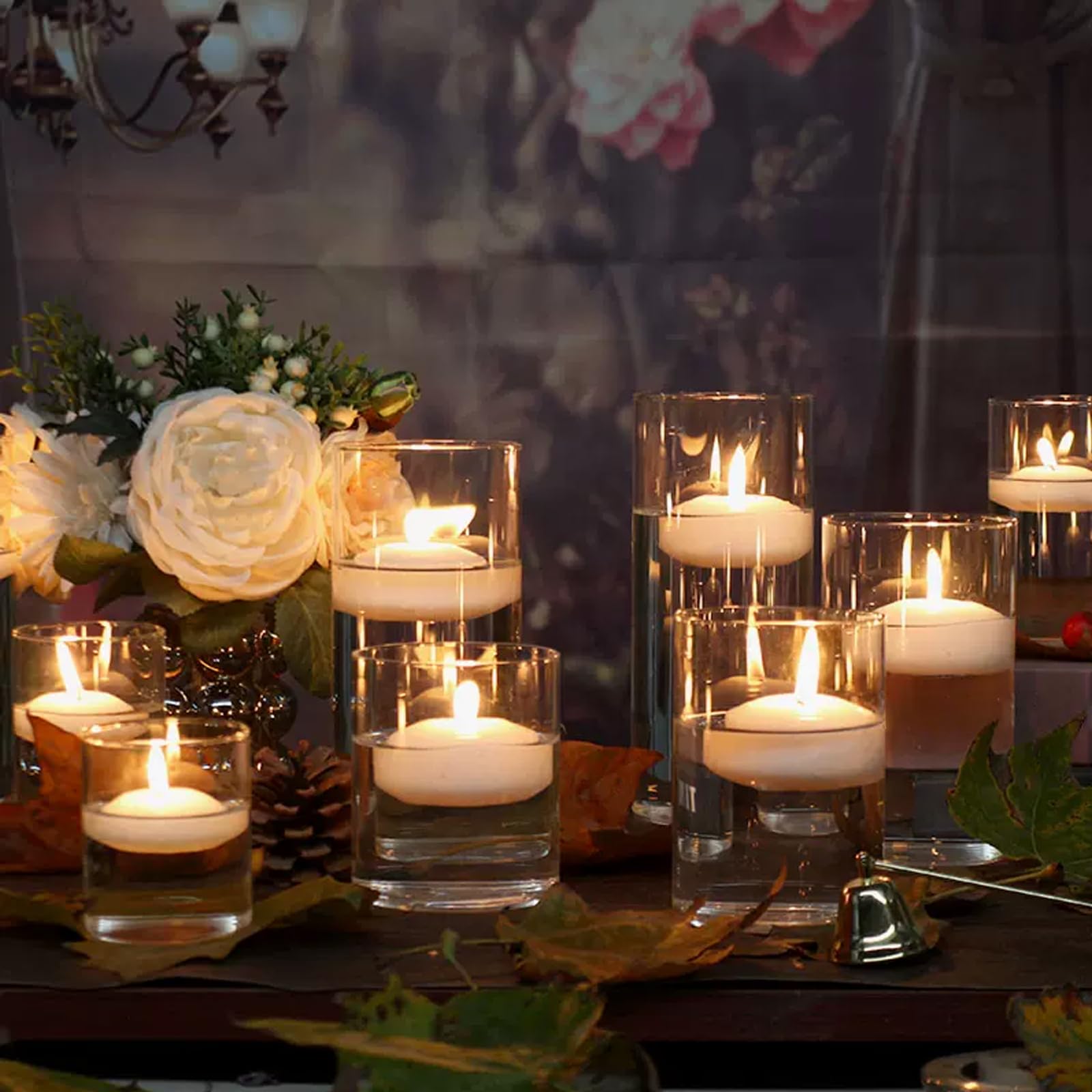 Lot de 6 bougies flottantes blanches de 7,6 cm non parfumées, longue durée de 10 heures pour la Saint-Valentin, Thanksgiving, mariage, Noël, Nouvel An, fête et décoration de piscine