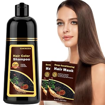 Light Brown Hair Dye Shampoo 3 in 1, Natural Hair Color for Women & Men
