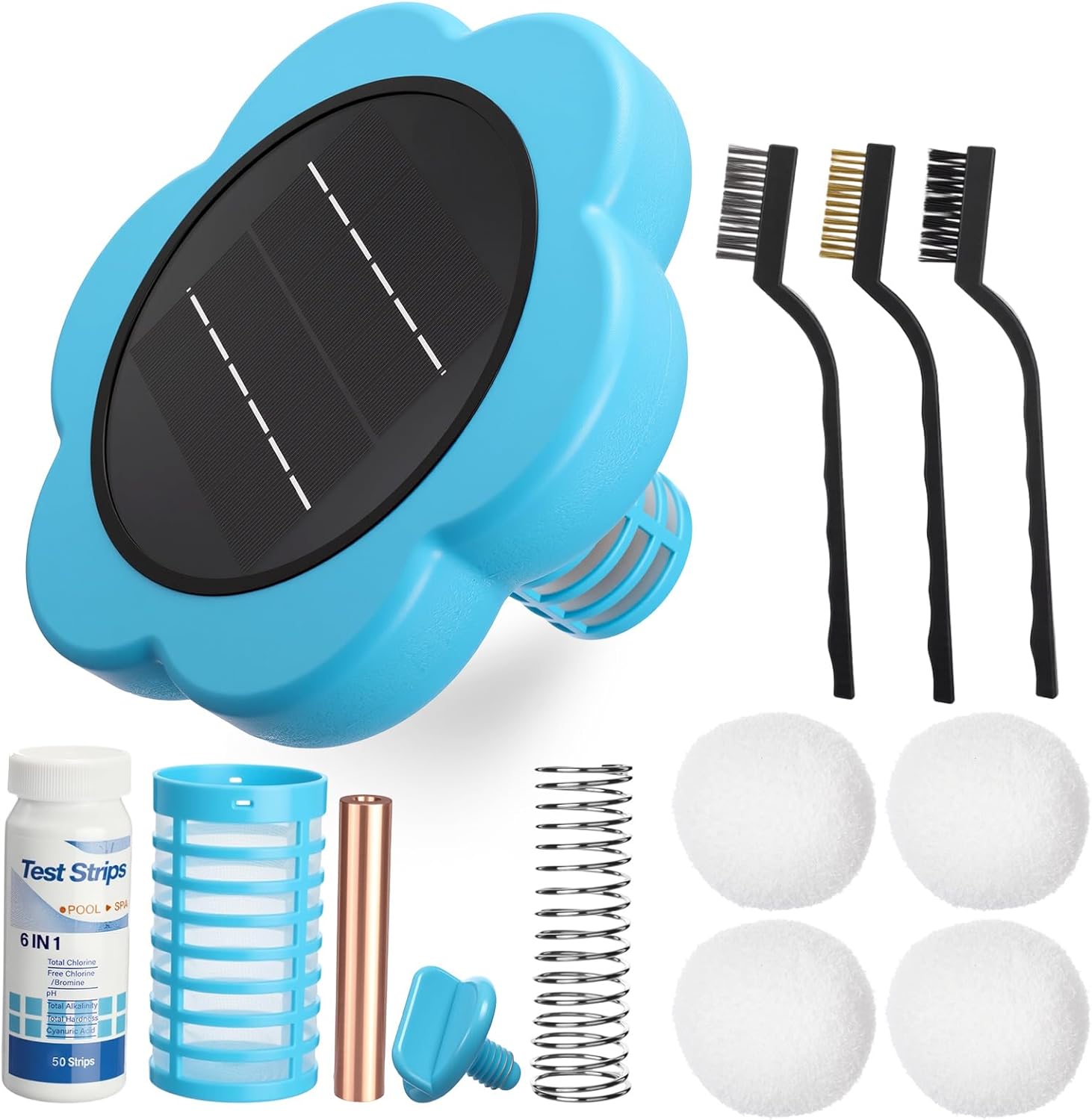 Solar Pool Ionizer Cleaner Automatic Floating Water Purifier Upgraded Copper Pool Ionizer with 4 Pcs Scum Eliminating Ball, Up to 45, 000 Gallons, for Above Ground, In-Ground Pools, Spas