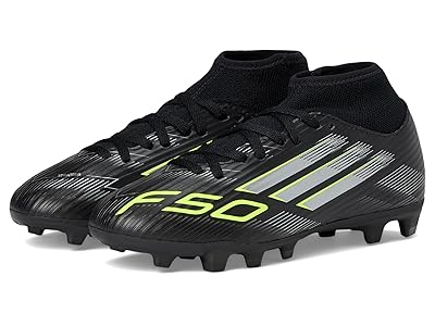 adidas Kids F50 Club Firm Ground/Multi Ground Cleats (Little Kid/Big Kid) Kids Shoes Black/Iron Metallic/Lucid Lemon : 12 Little Kid M