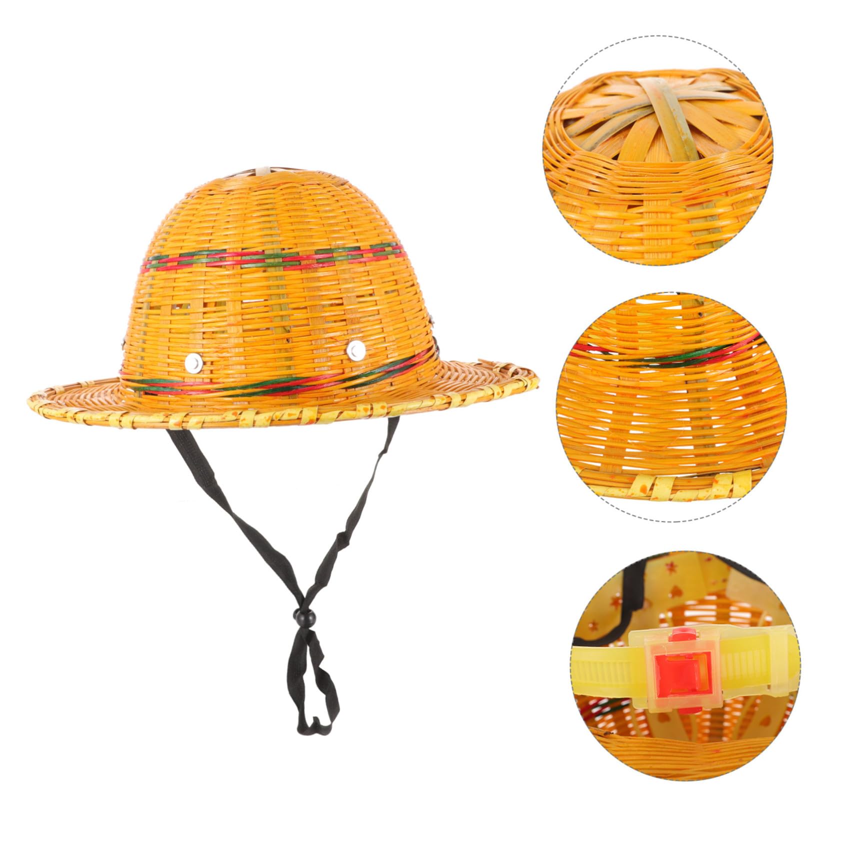 Beaupretty Schutzhelm mit Sonnenschutz Atmungsaktiver für Sommer aus Bambusgewebe Handgewebt Sicherheitshelm Luftdurchlässig und Sicher Zufällige Farbe für Baustellen