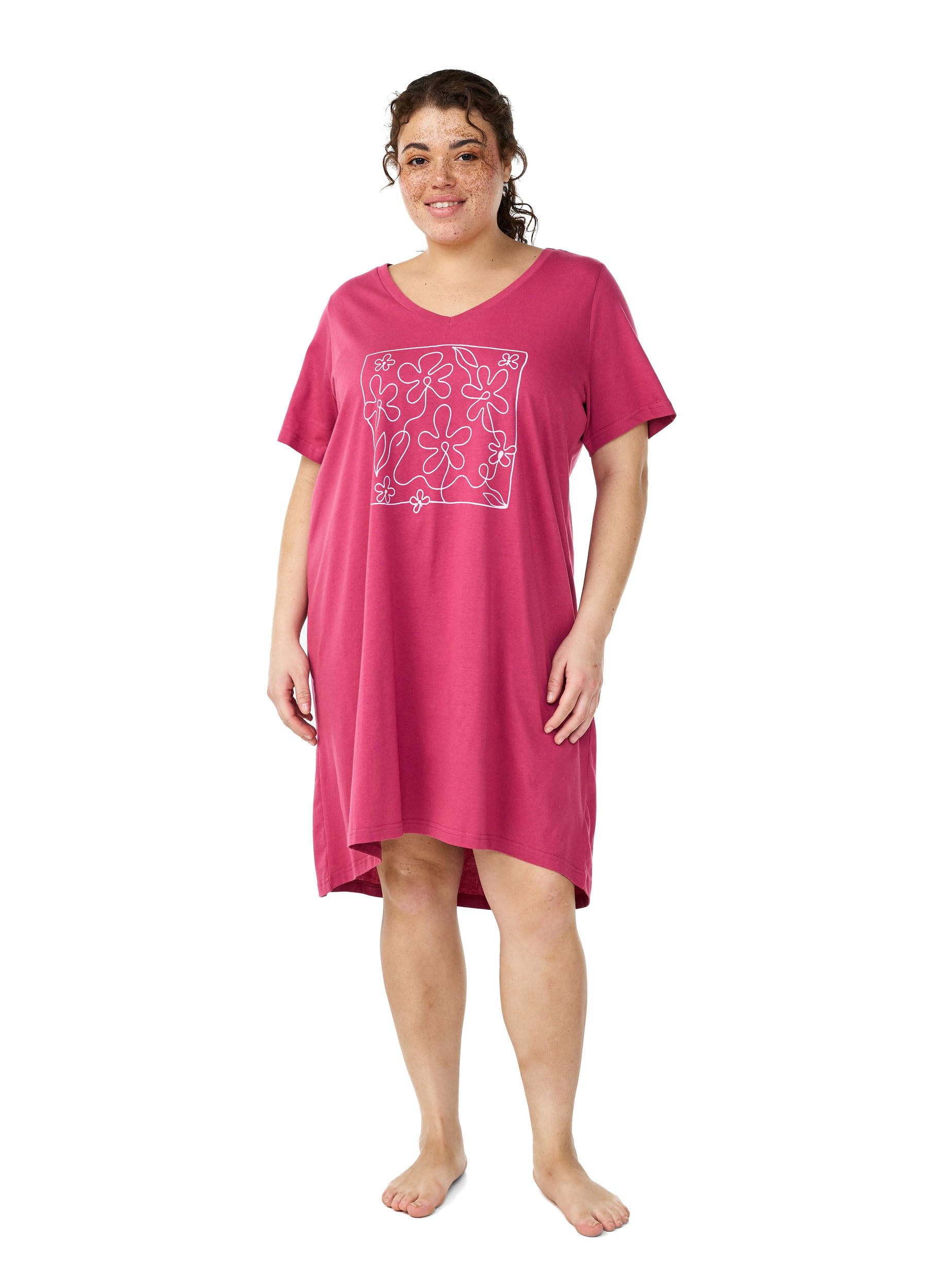 Zizzi Chemise de nuit en coton à manches courtes pour femme Tailles 42-60