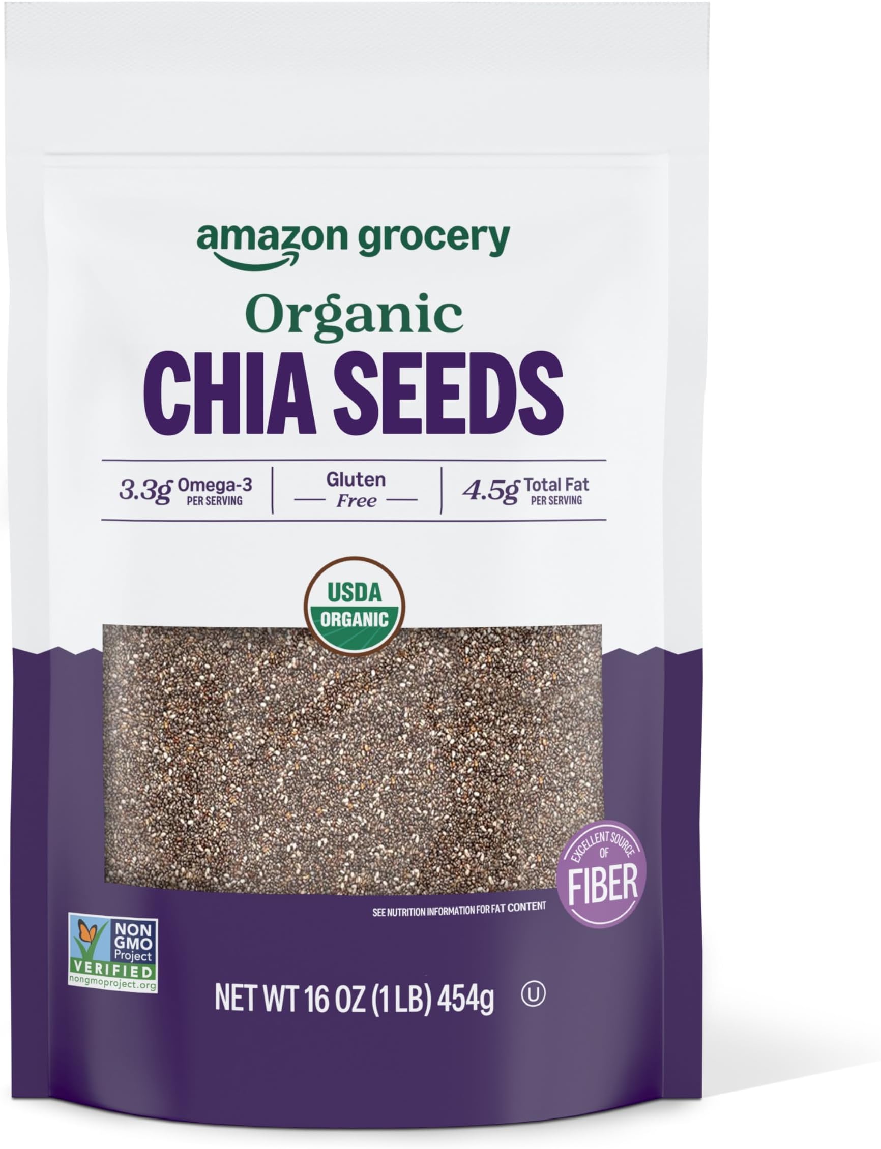 Amazon Grocery, Organic Chia Seeds, 16 Oz