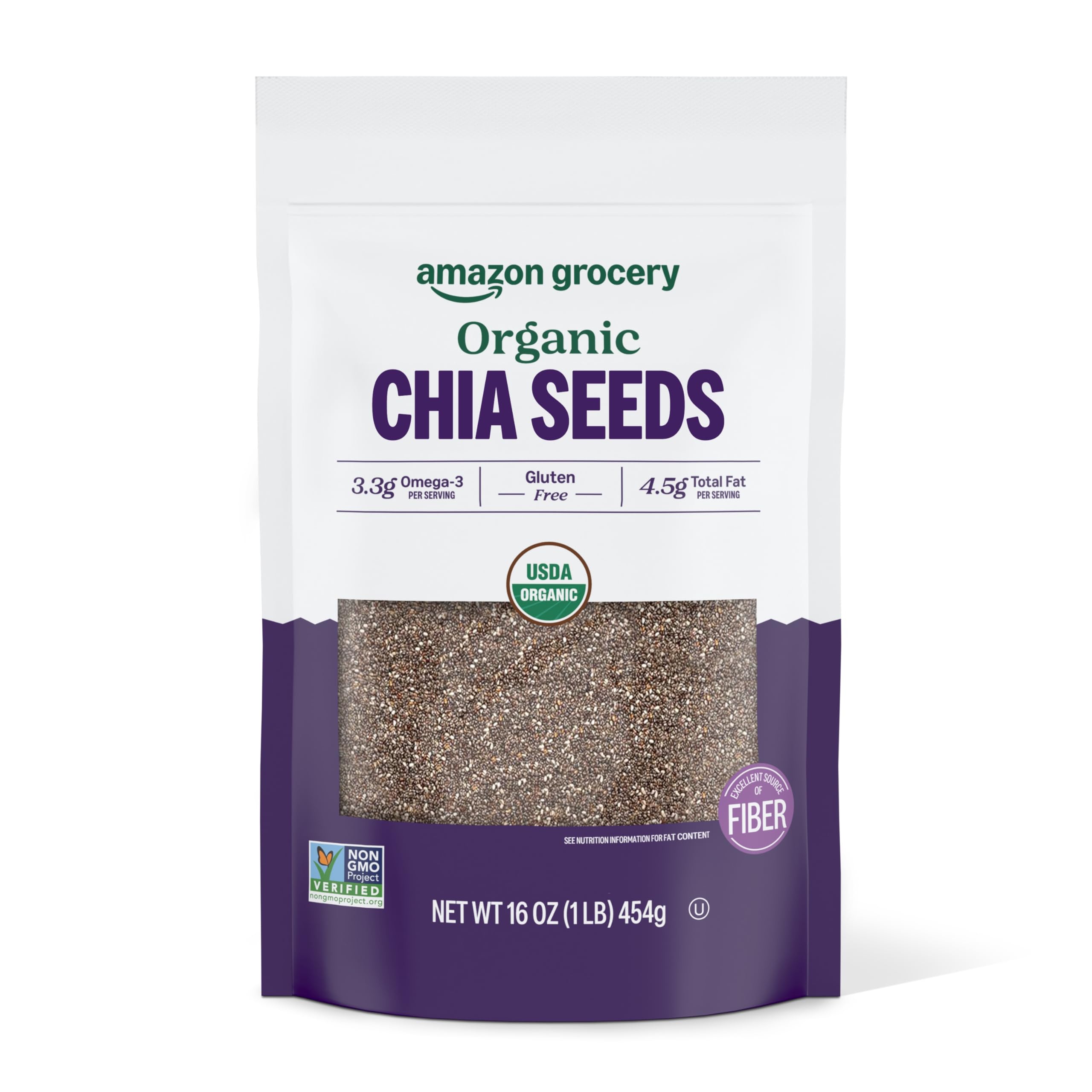 Amazon Grocery, Organic Chia Seeds, 16 Oz (Previously Amazon Fresh, Packaging May Vary)