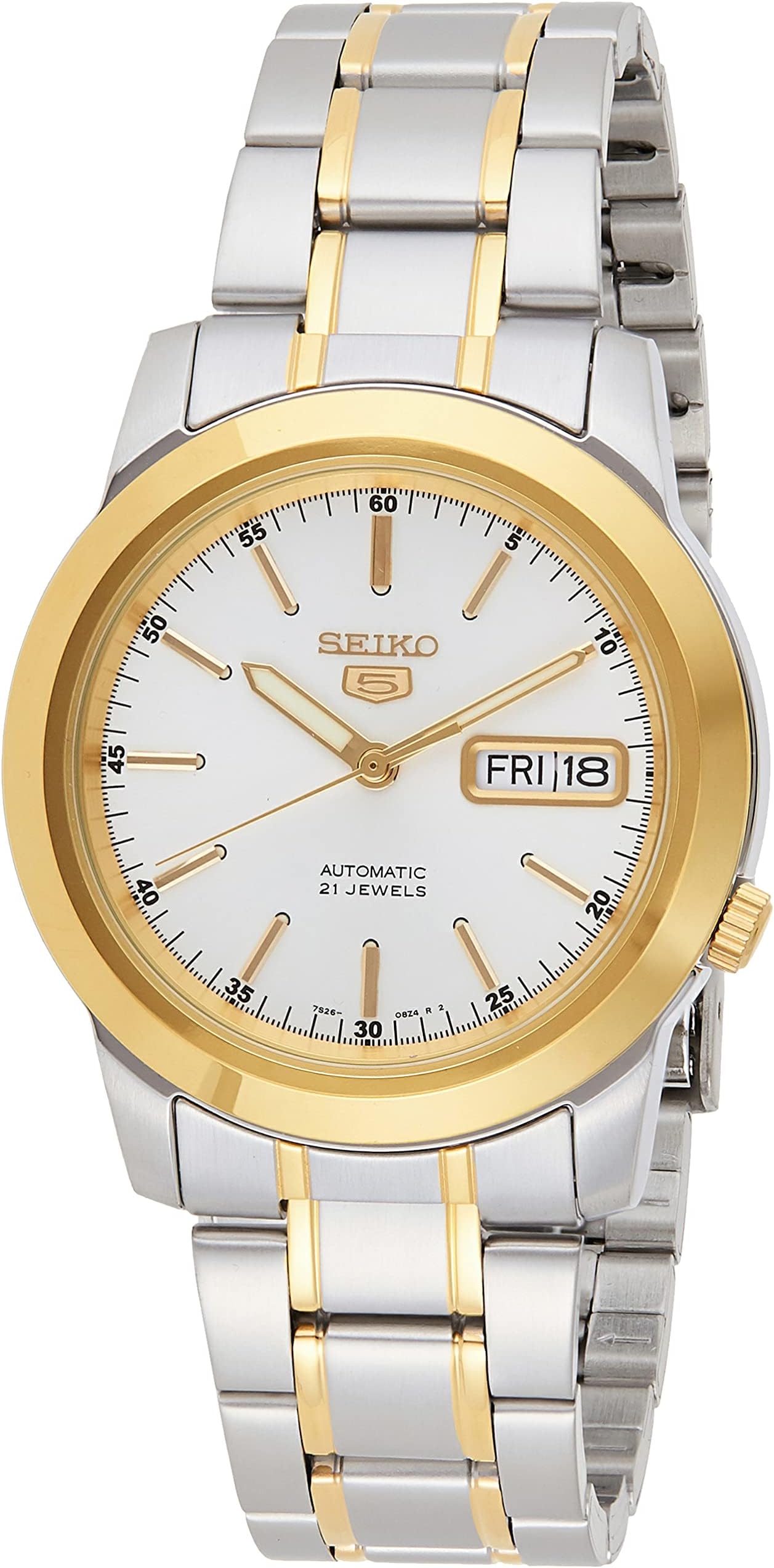 Men's SNKE54 Seiko 5 Automatic White Dial Two-Tone Stainless Steel Watch