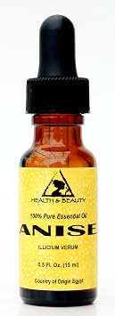 Anise Essential Oil Aromatherapy 100% Pure Natural 0.5 oz, 15 ml with Glass Dropper