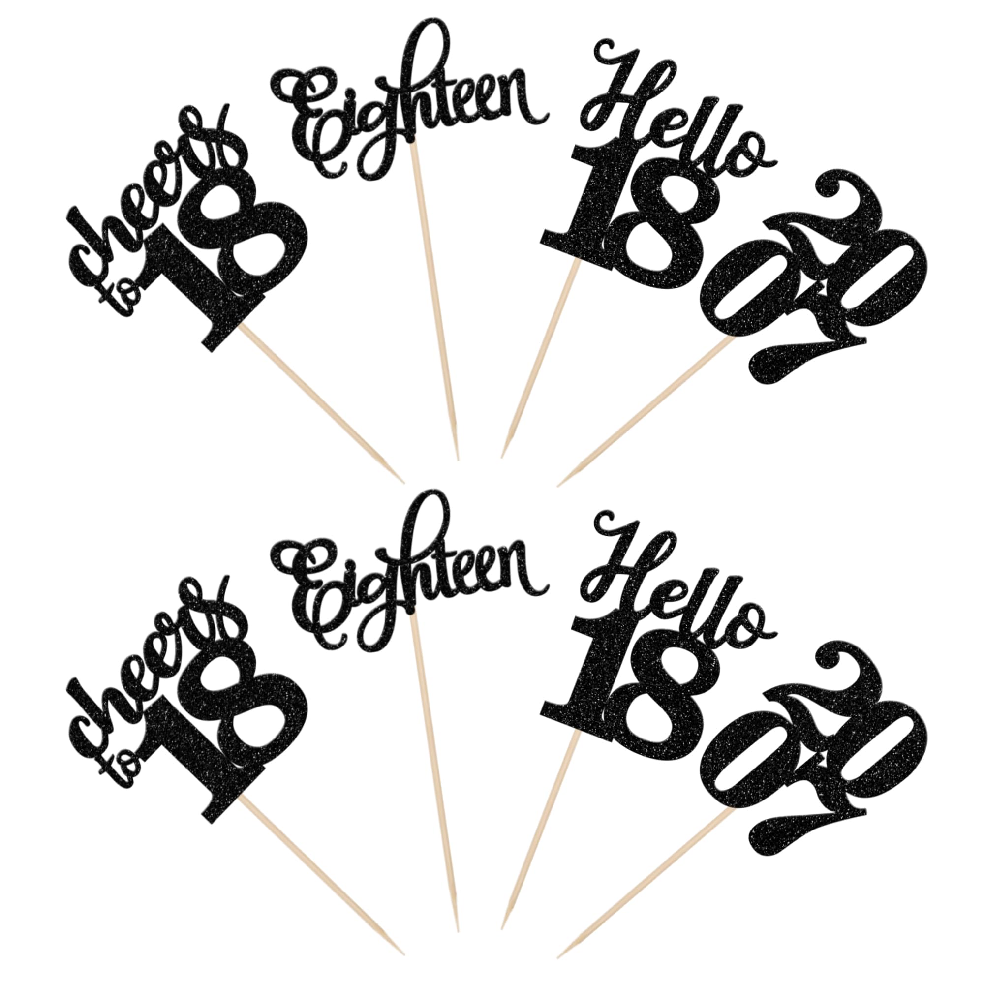 Gleevio Topper Per Cupcake 18° Compleanno, 24 Pezzi, Oro Rosa, Glitter,  Cheers To 18, Eighteen,, image size:2000x2000