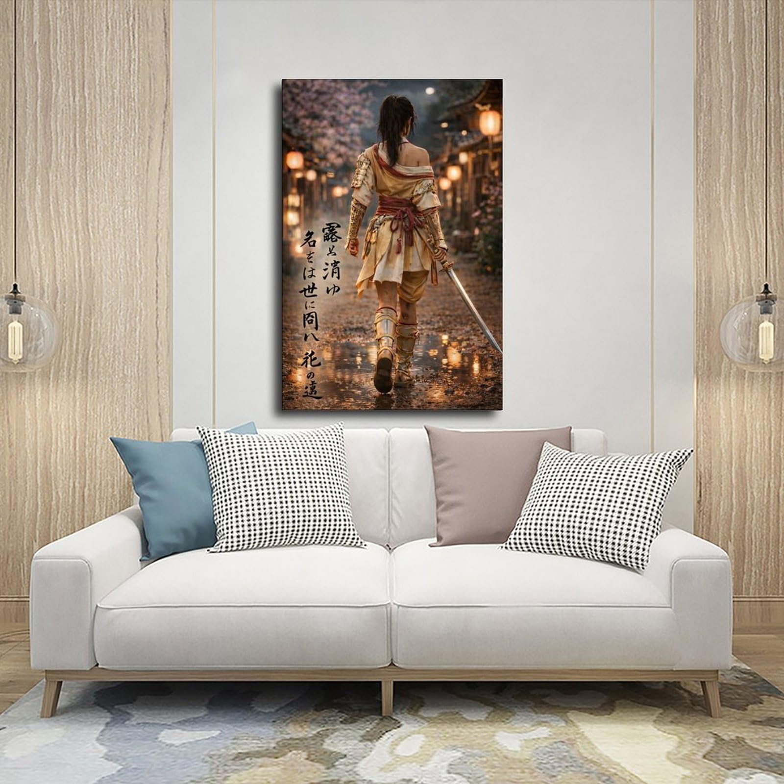 Poster su tela giapponese samurai femminile (35), decorazione per camera da letto, ufficio, stanza, regalo, 50,8 cm L x 76,2 cm W