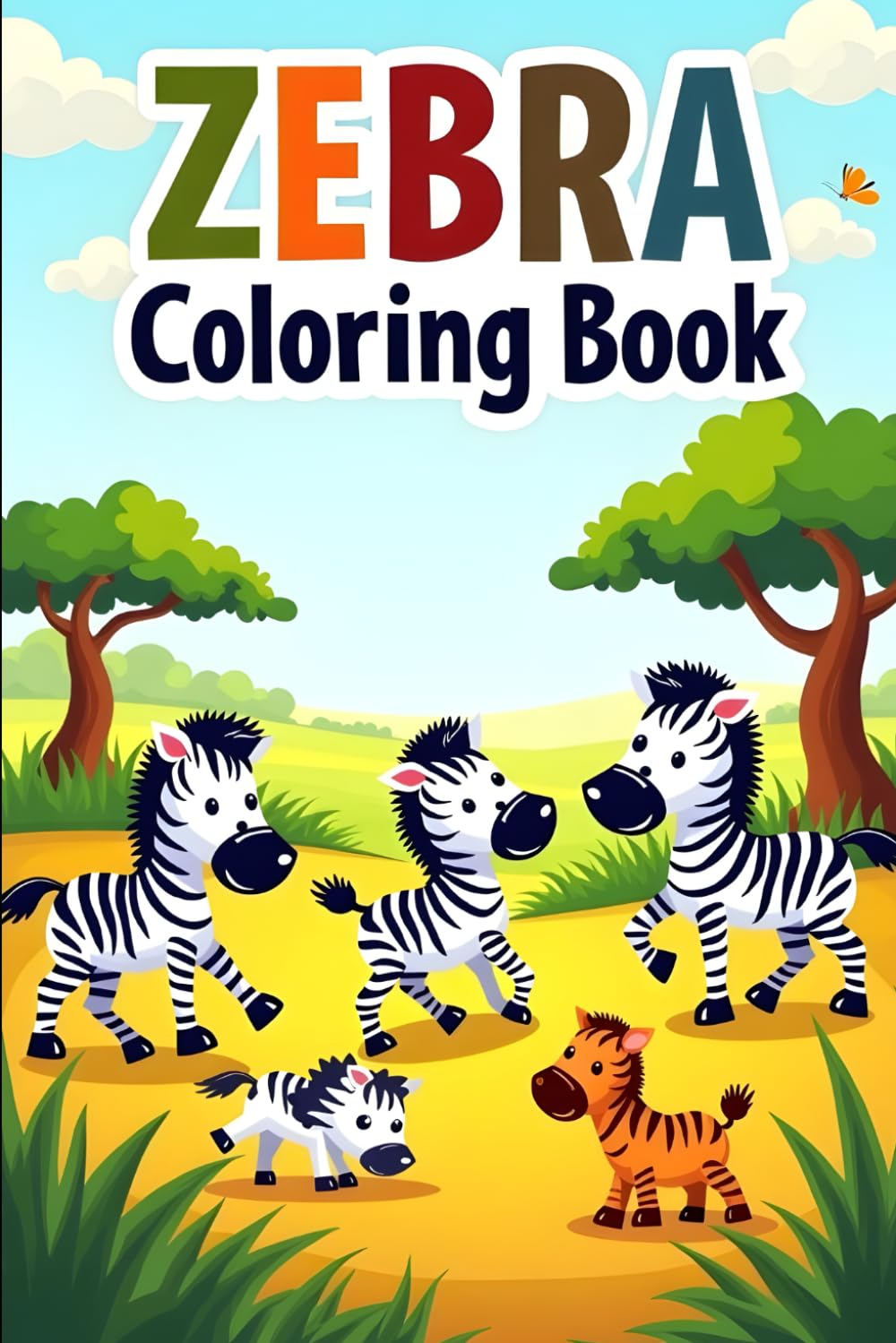 ZEBRA Coloring Book: A Fun and Creative Coloring Adventure Featuring Playful Zebras in the Wild — Perfect for Kids Ages 4–8