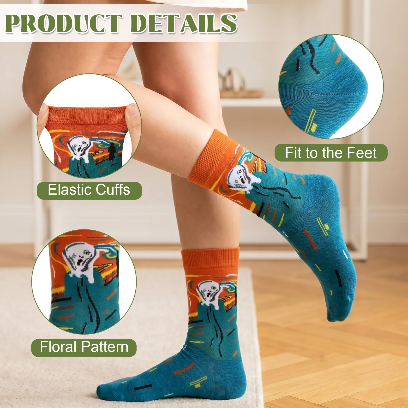 Chalier 6 Pares Calcetines Mujer Divertidos Originales Dibujos Algodon Navidad