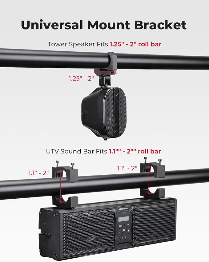 KEMIMOTO Barra de Sonido 2.1CH UTV 17 Pulgadas con Luces RGB miniatura 5