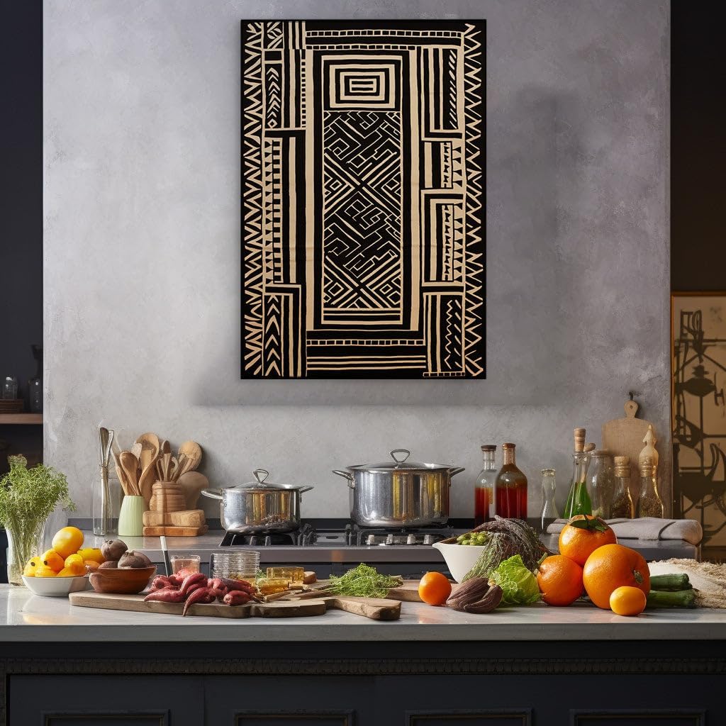 Canvas for Living room. Intricate Geometric Mosaic: Capturing the Essence of African Artistry, 27 x 18 inch Canvas Wall Art - Contemporary Masterpieces - Modern Home Decor - 69x46 cm (27x18 inch)