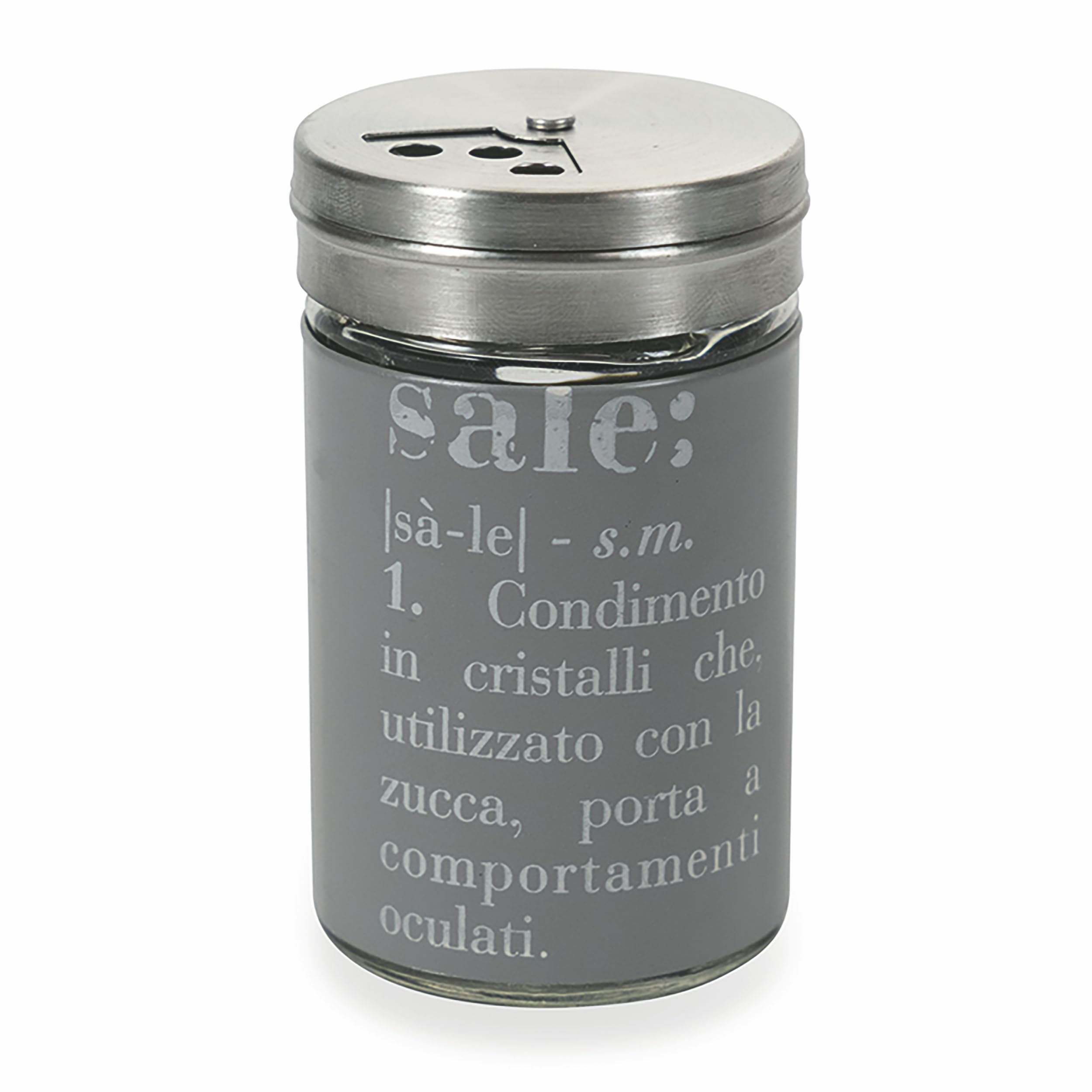 Villa d'Este Home Tivoli Set condimento olio, aceto, sale e pepe in vetro e acciaio inox, stand in acciaio, grigio, Victionary