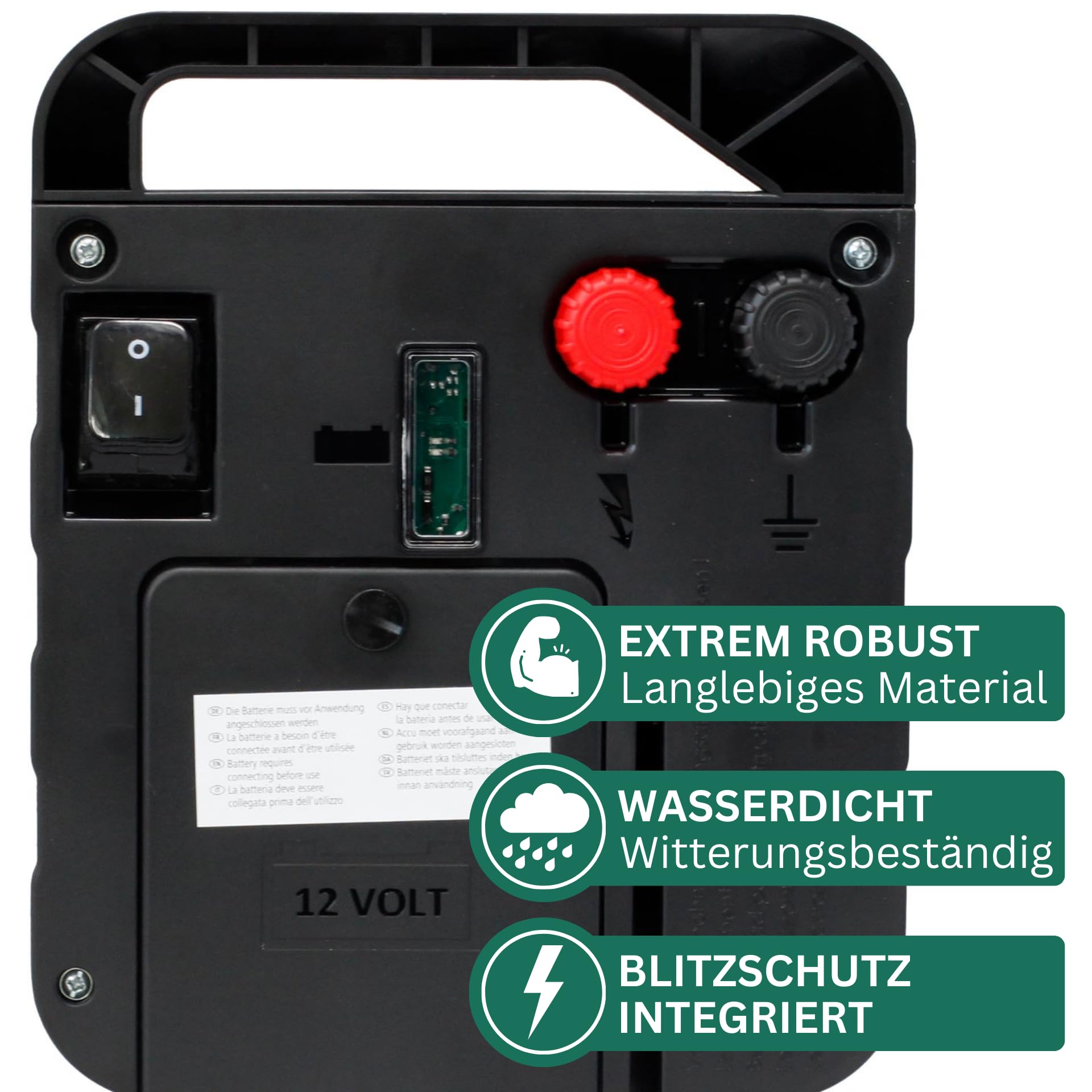 Agrarzone Elettrificatore con pannello solare S 25 3 Watt, 0,40 Joule - Robusto, impermeabile e a lunga autonomia - Ideale per recinzioni corte con poca o nessuna vegetazione