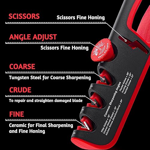 Miniatura 3 de Afilador de cuchillos de cocina 5 en 1 - Afiladores de cuchillos para cuchillos de cocina con ángulo de visión ajustable afilador manual de