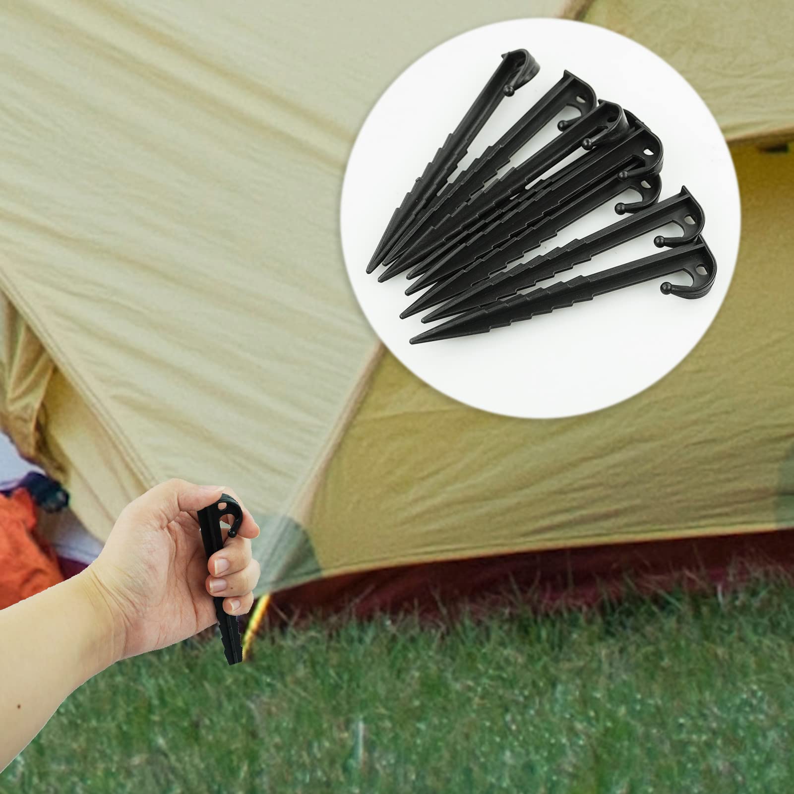 Lot De 22 Piquets De Tente En Plastique ABS – 14,5 Cm, Avec Crochets, Légers Et Résistants Pour Camping