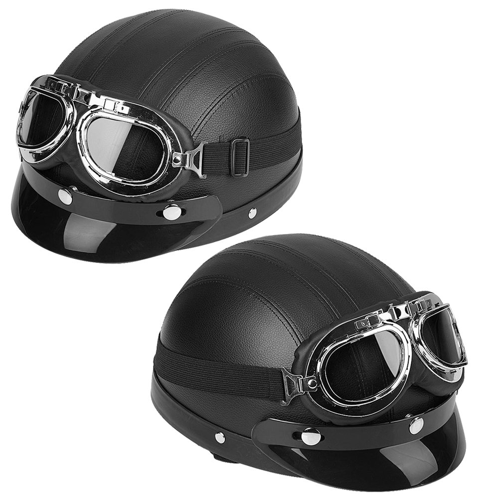 Lekki kask motocyklowy z okularami ochronnymi UV, zdejmowany skórzany szalik, półotwarty kask motocyklowy, półotwarty kask motocyklowy do Cruiser