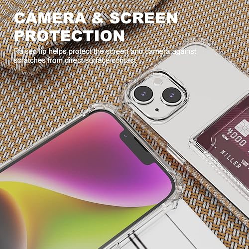 Miniatura 6 de Wuwedo Funda para tarjeta transparente para iPhone 14, iPhone 13, funda protectora a prueba de golpes TPU delgada para teléfono con tarjetero