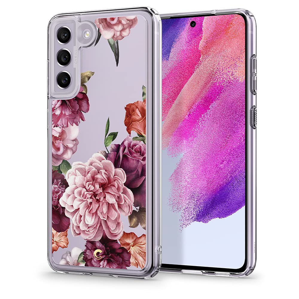 CYRILLCYRILL by Spigen Thermoplastic Polyurethane and PC Cecile Back Cover Compatible for Samsung Galaxy S21 FE 5G (Rose Floral)