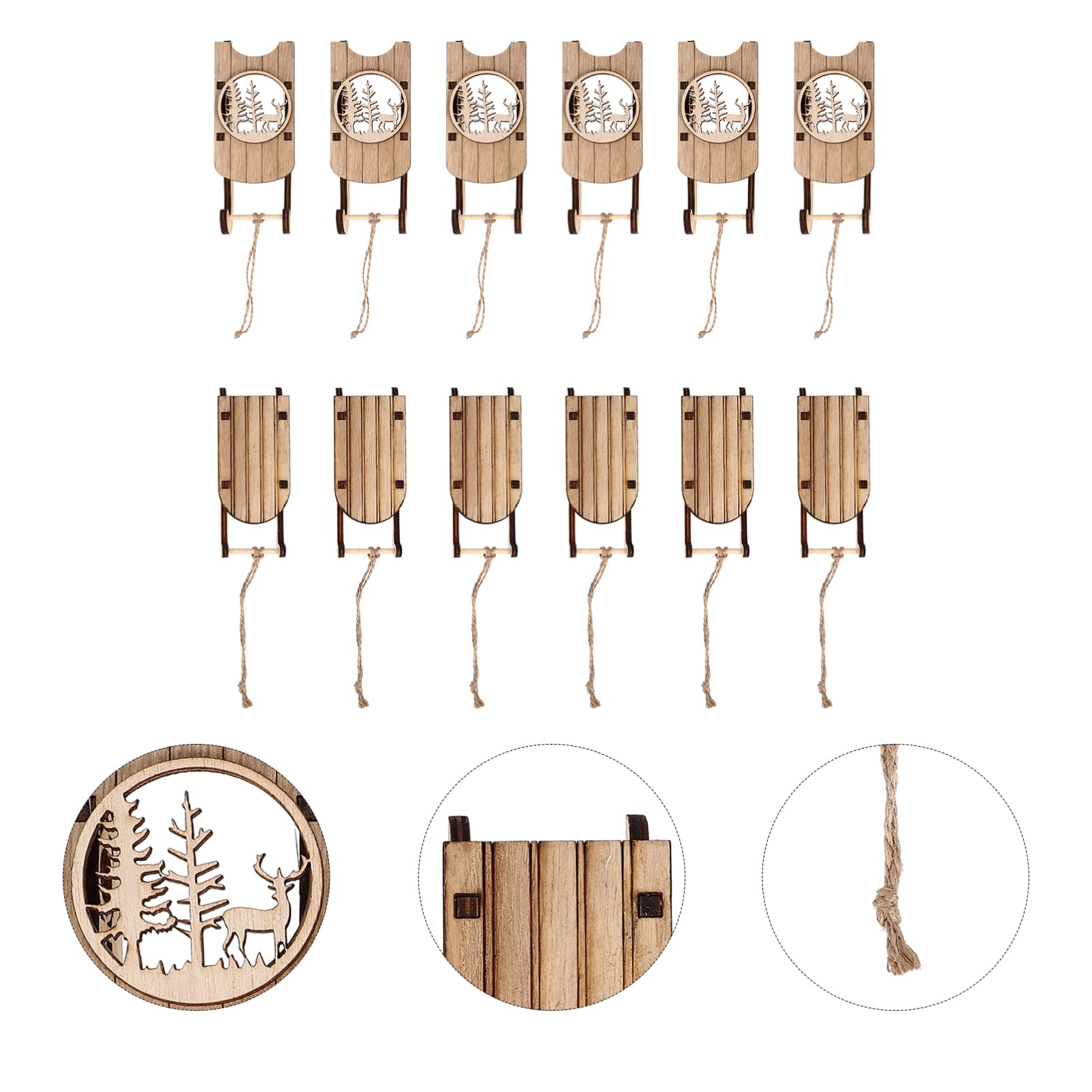 36 STK Holzschlitten Ornament Mini-Schlitten-Ornamente Mini-Schlittenmodell Geschenkdekorationen weihnachtsdeko weihnachtsbasteln Weihnachtsschlitten aus Holz Tischdekoration Lurrose