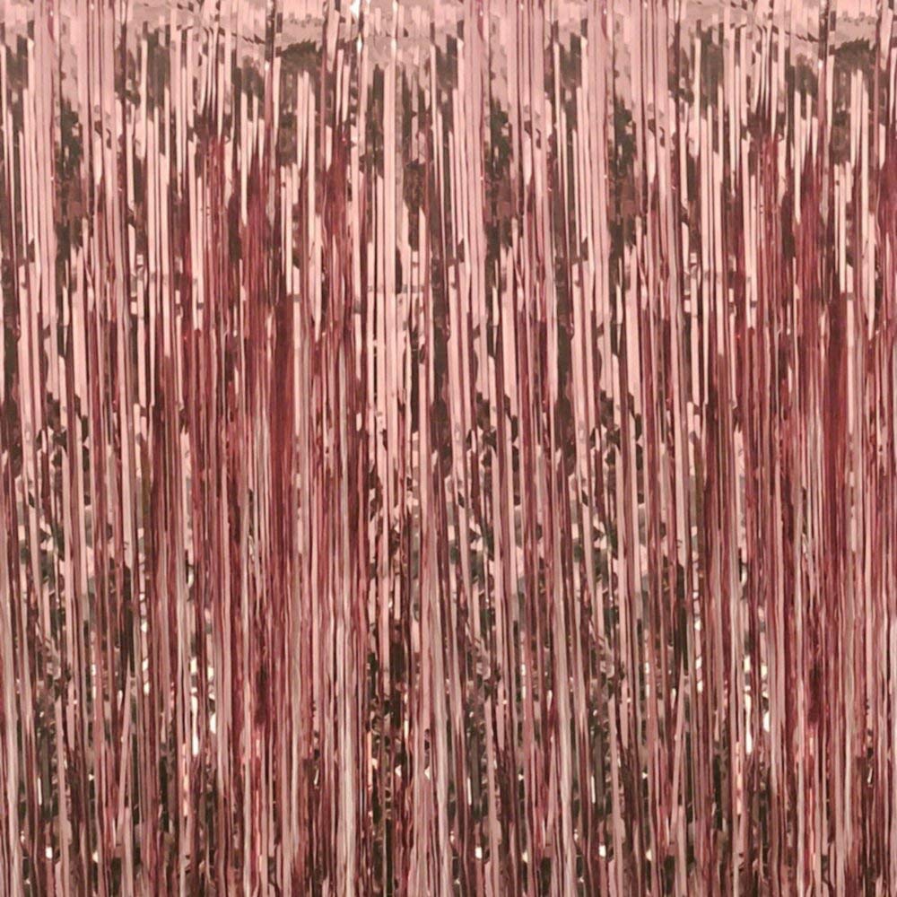 2M-3M Foil Fringe Tinsel Shimmer Curtain Door Wedding Birthday Party Decorations (3m, Rose Gold)