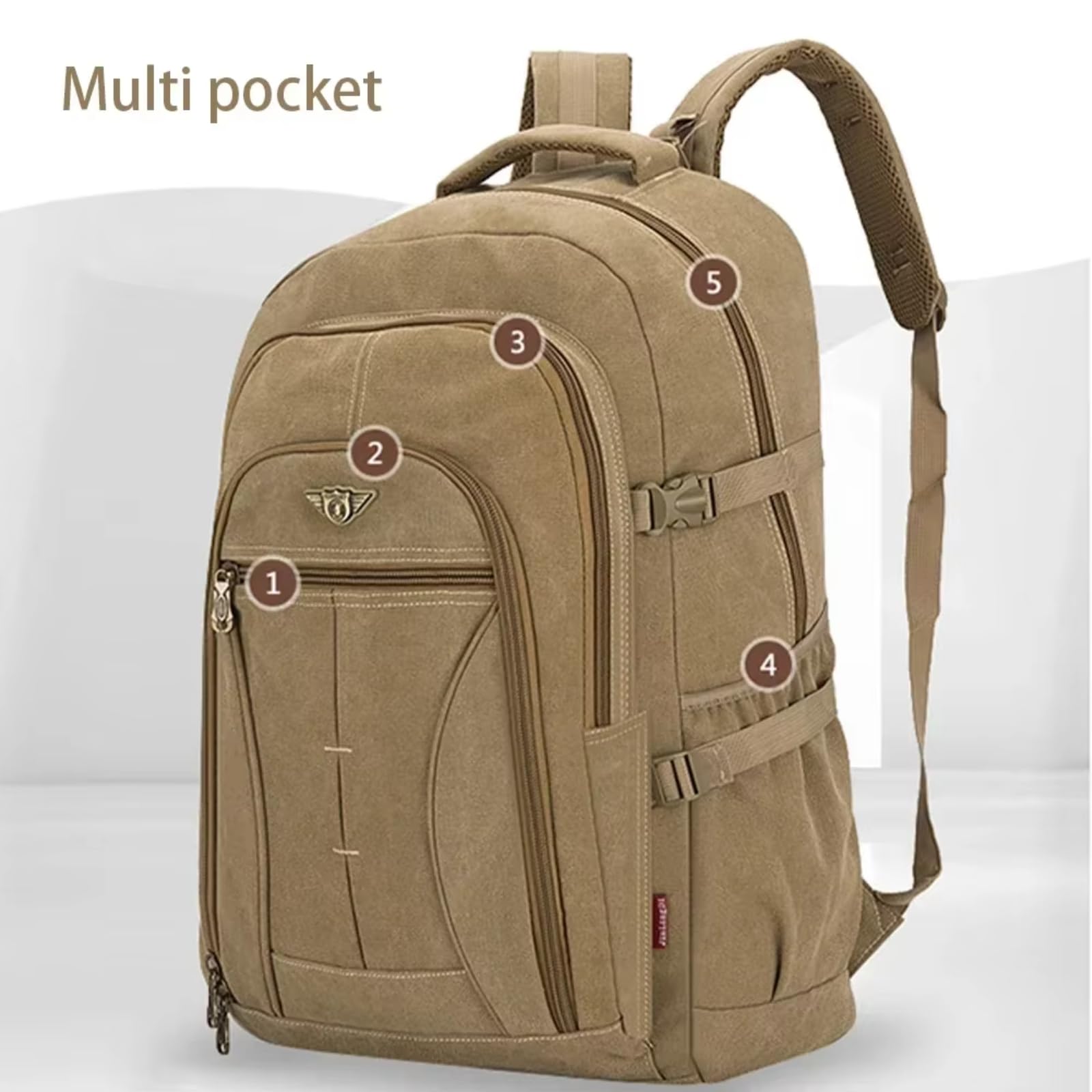Zaino in tela da 70 l, zaino da viaggio per uomo e donna, borsa grande per escursioni all'aperto, zaino casual unisex