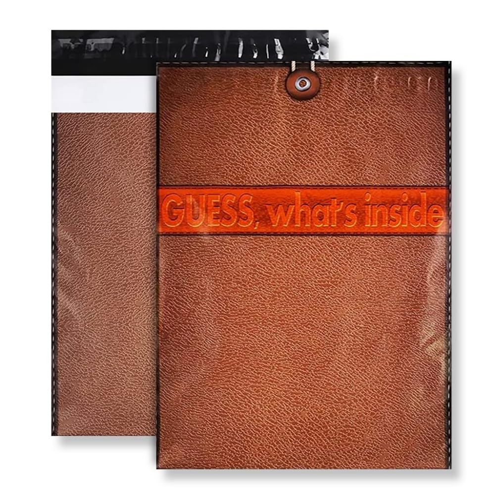 Repackbiz Leather File 50X Designer Poly Mailer Bag Mailing Postal Bags Gifts Shipping Wrapping Design Pattern Envelope For Mail(Leather File)