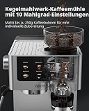 AIRMSEN 20 Bar Siebträgermaschine mit Kegelmahlwerk & Milchschäumer, 1.8L Wassertank