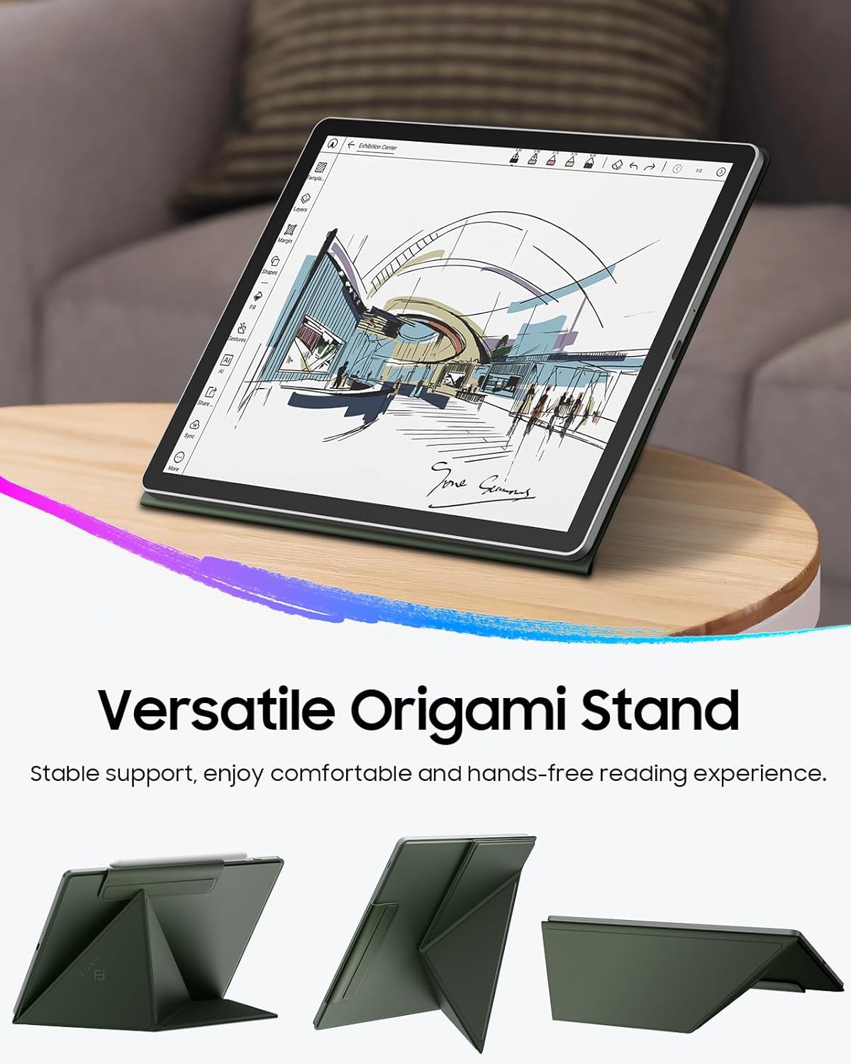 Fintie Origami Case for 11" Kindle Scribe 2025 (3rd Gen) and Kindle Scribe Colorsoft 2025 (1st Gen), Slim Lightweight Multi-Viewing Angles Stand Detachable Magnetic Cover with Pen Buckle, Alpine Green