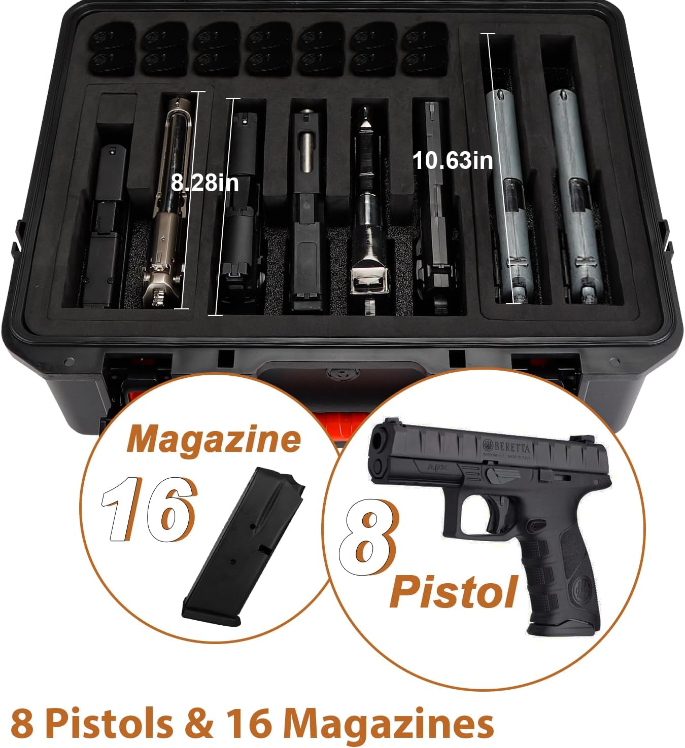 TIGERKING Pistol Case for Multi Handguns – Waterproof Hard Shell Handgun Case with Pre-Cut Foam and Desiccant, Storage Gun Cases for Handguns Glock, SIG Sauer, Smith & Wesson - Image 4