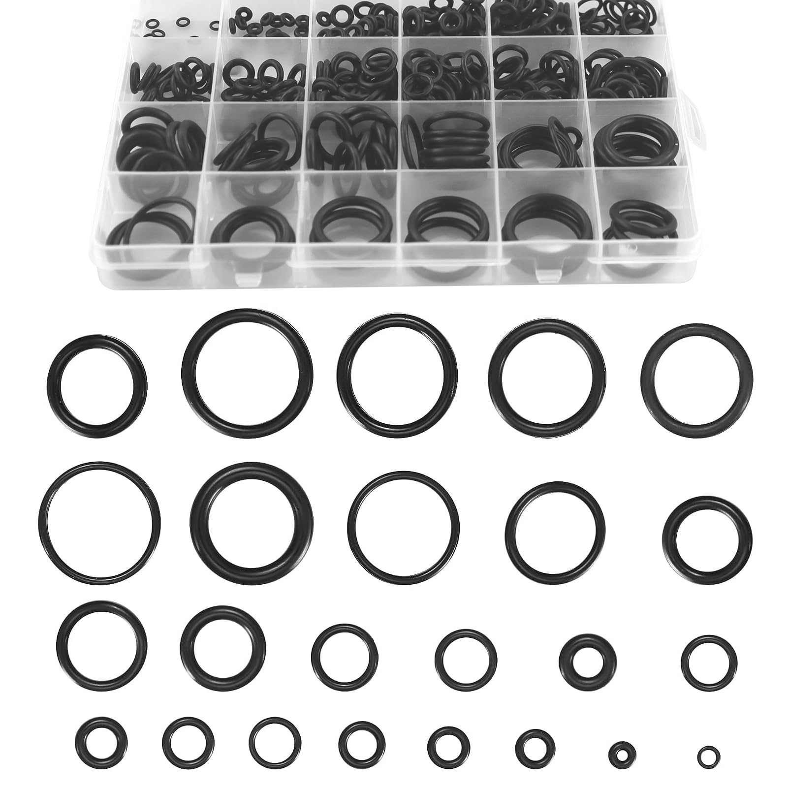 HXMJIED Set di 360 guarnizioni O-Ring in gomma, kit di guarnizioni O-Ring di 24 misure, anelli di guarnizione elettrica nera, rondelle per rubinetto da cucina, distanziatori, set di rondelle isolanti