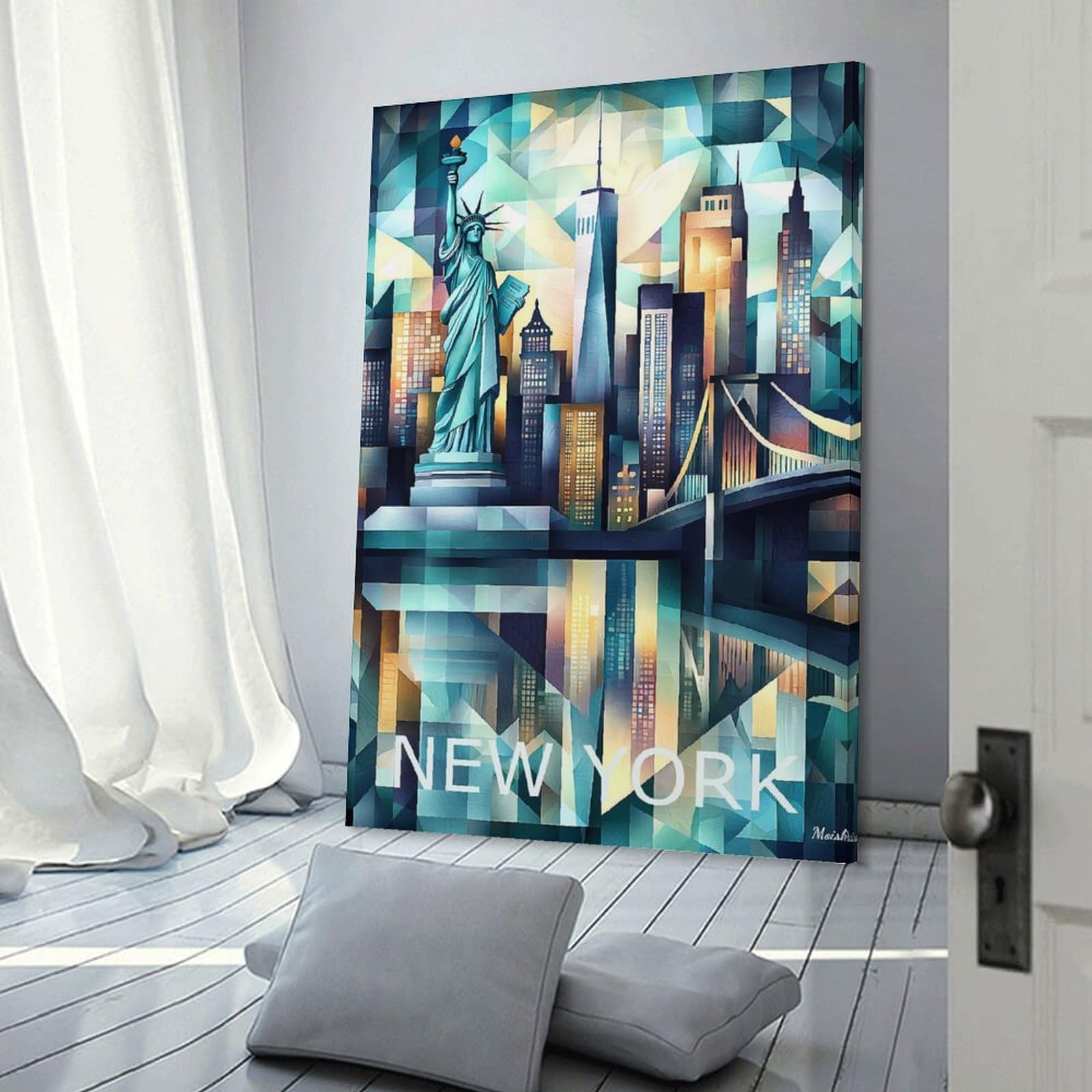 Junmoney New York Cityscape Art Print Hanging Wall Art 20x30inch(50x75cm), for Small Homes, Bedrooms Or Open Spaces, An Easy Choice for New Home Styling